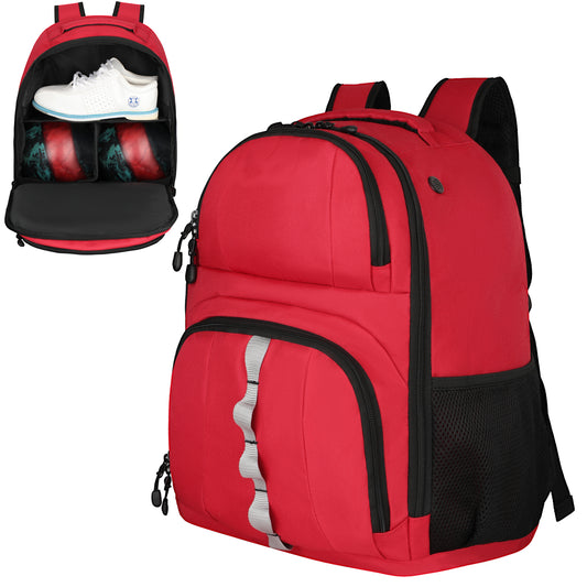 2 Ball Bowling Backpack,Bowling Ball Bag with Shoe Compartment & Portective Foam Padded, Fits Shoes Up to US Size 16