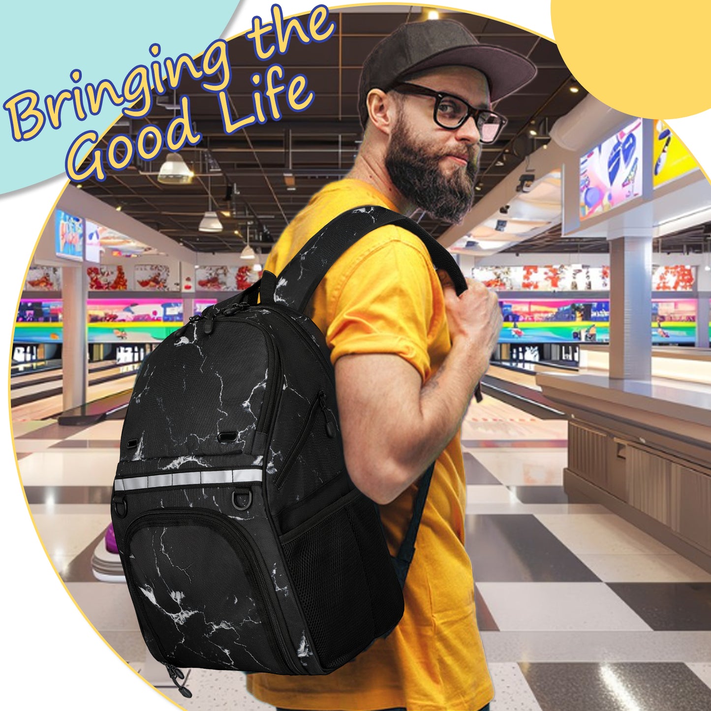 Goloni Bowling Backpack,Single Ball Bowling Bag with Shoe Compartment Up to Size 16,Bowling Bag with Padded Ball Holder